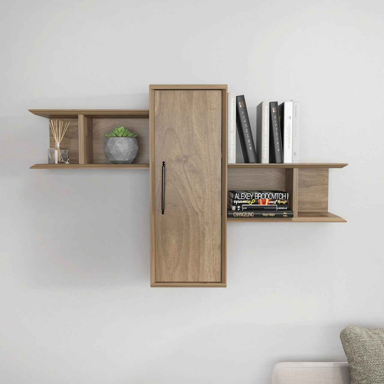 Raft de perete, Hanah Home, Olida, 118.6x35x51.8 cm, Maro - imagine 6